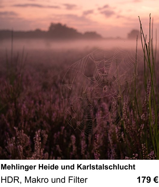 Praxisorientierter Fotoworkshop mit dem Thema Mehlinger Heide und Karlstalschlucht: HDR, Makro und Filter